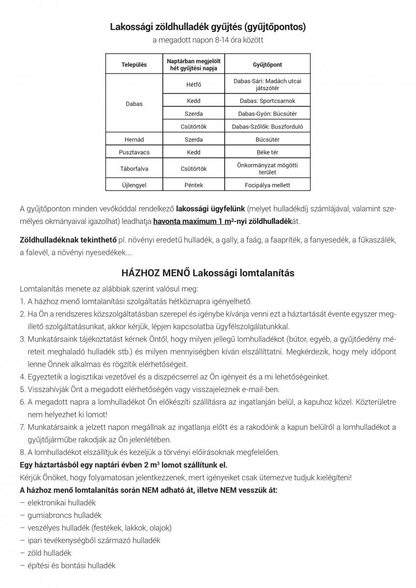 Hulladéknaptár 2023 | www.taborfalva.hu